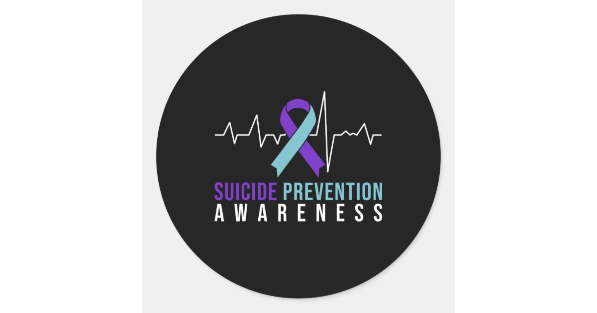 Suicide Prevention Awareness Pink And Teal Ribbon Classic Round Sticker ...