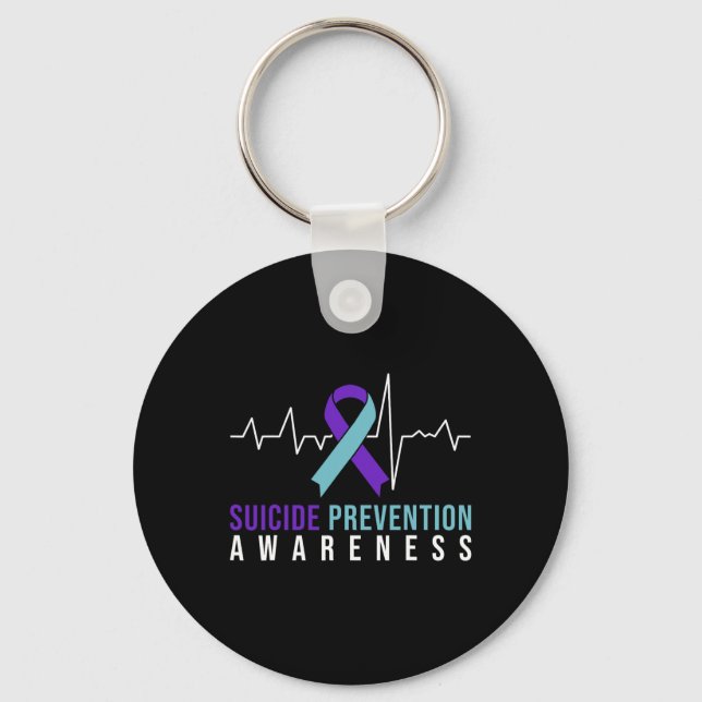 Suicide Prevention Awareness Pink And Teal Ribbon  Keychain (Front)