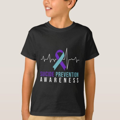 Suicide Prevention Awareness Pink And Teal Ribbon  T_Shirt