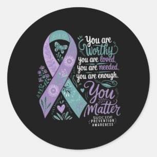 Suicide Prevention Awareness Positive Support You  Classic Round Sticker