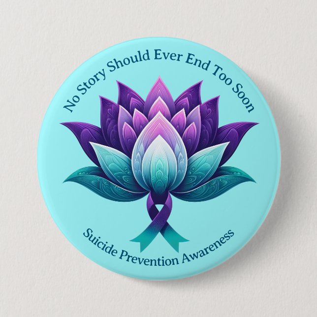 Suicide Prevention Awareness Ribbon Advocate 988  Button (Front)
