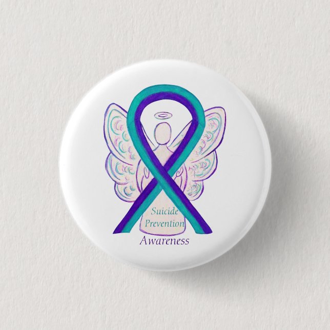 Suicide Prevention Awareness Ribbon Angel Buttons (Front)