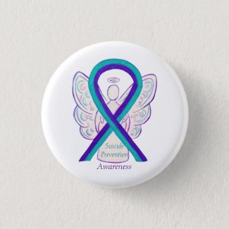 Suicide Prevention Awareness Ribbon Angel Buttons
