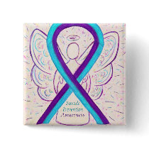 Suicide Prevention Awareness Ribbon Angel Pins