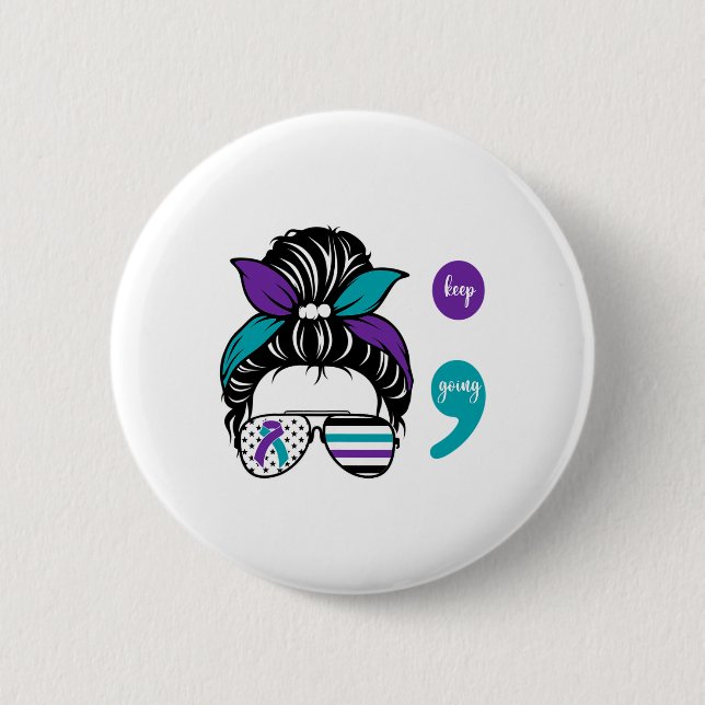 Suicide Prevention Awareness Semicolon Keep Going  Button (Front)