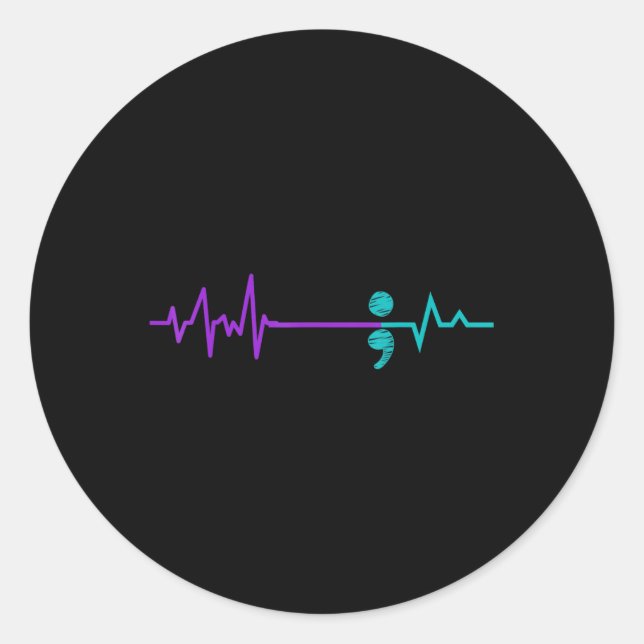 Suicide Prevention  Awareness Semicolon Stay  Classic Round Sticker (Front)