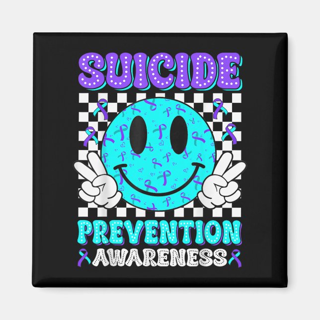 Suicide Prevention Awareness Smile Face Teal &amp; Magnet (Front)