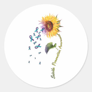 Suicide Prevention Awareness Sunflower Classic Round Sticker