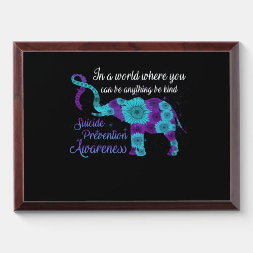 Suicide Prevention Awareness Sunflower Elephant Award Plaque