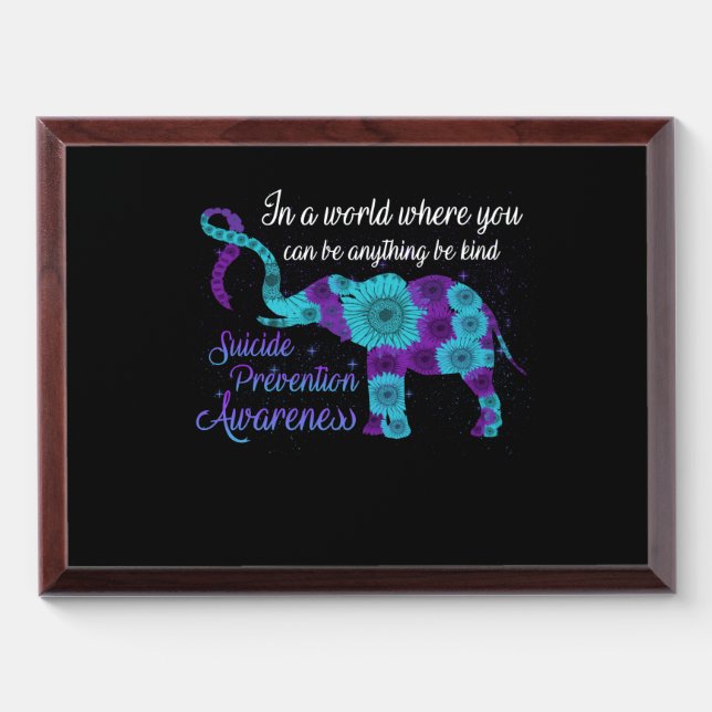 Suicide Prevention Awareness Sunflower Elephant Award Plaque (Horizontal)