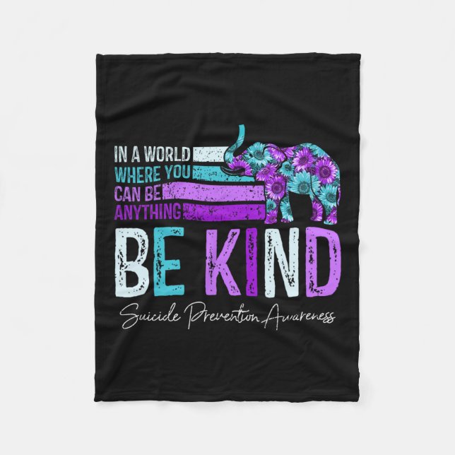 Suicide Prevention Awareness Sunflower Elephant Be Fleece Blanket (Front)