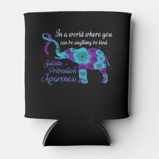 Suicide Prevention Awareness Sunflower Elephant Can Cooler (Front)