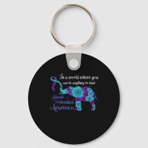 Suicide Prevention Awareness Sunflower Elephant Keychain