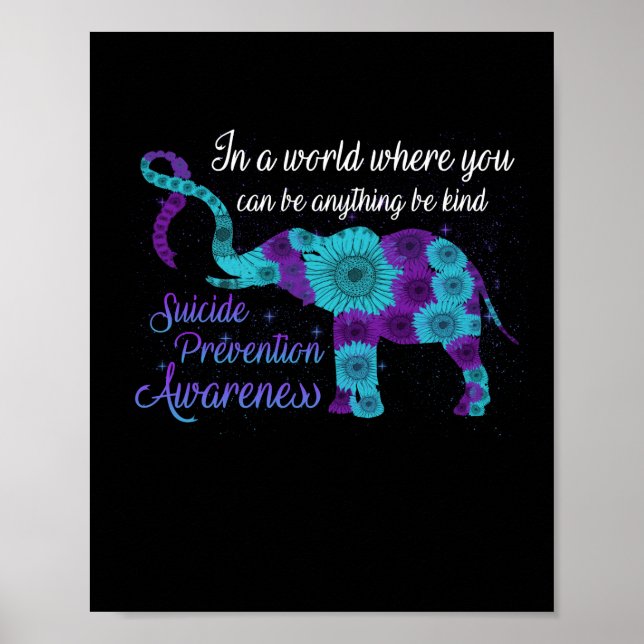 Suicide Prevention Awareness Sunflower Elephant Poster (Front)