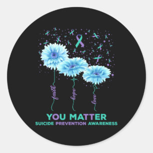 Suicide Prevention Awareness Sunflower Ribbon You Classic Round Sticker