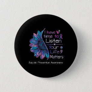 Suicide Prevention Awareness Sunflower Teal & Button
