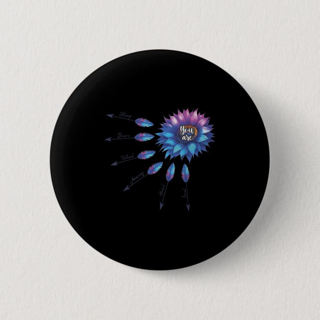 Suicide Prevention Awareness Sunflower You Are 988 Button (Front)