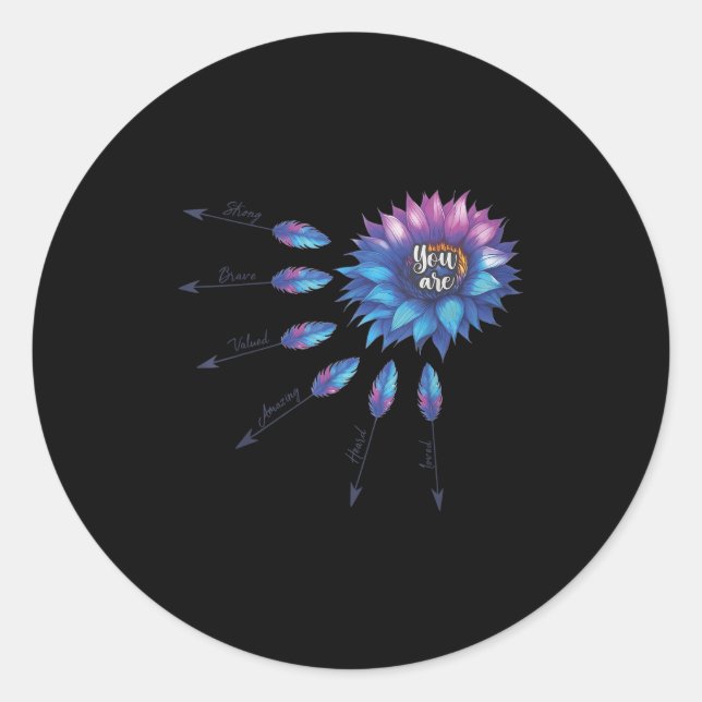 Suicide Prevention Awareness Sunflower You Are 988 Classic Round Sticker (Front)