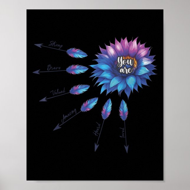 Suicide Prevention Awareness Sunflower You Are 988 Poster (Front)