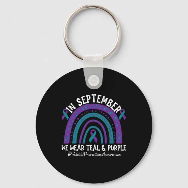 Suicide Prevention Awareness Support Ribbon Rainbo Keychain (Front)