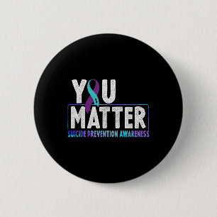 Suicide Prevention Awareness Teal & Purple Rib Button