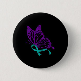 Suicide Prevention Awareness Teal &amp; Purple Rib Button