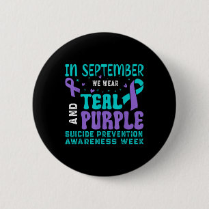Suicide Prevention Awareness Teal & Purple Rib Button