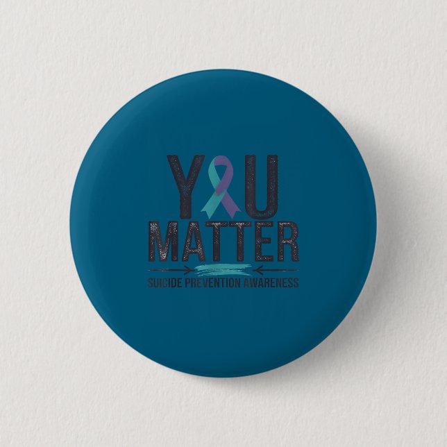 Suicide Prevention Awareness Teal &amp; Purple Rib Button (Front)