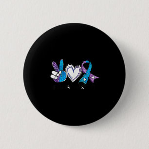 Suicide Prevention Awareness Teal &amp; Purple Rib Button