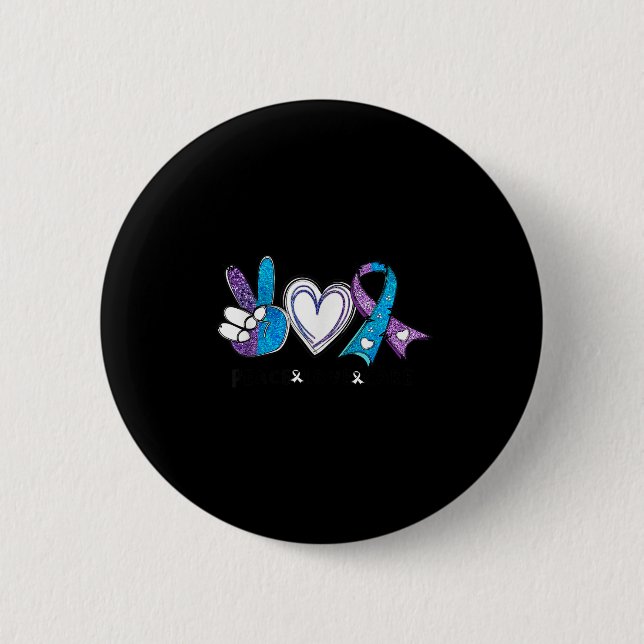 Suicide Prevention Awareness Teal &amp; Purple Rib Button (Front)