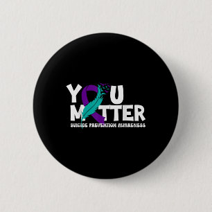 Suicide Prevention Awareness Teal & Purple Rib Button