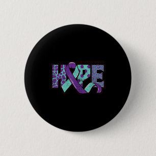 Suicide Prevention Awareness Teal &amp; Purple Rib Button