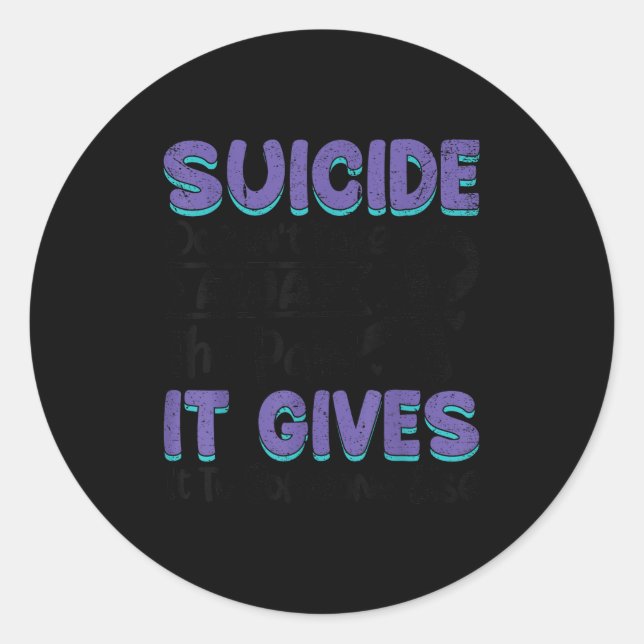 Suicide Prevention Awareness Teal &amp; Purple Rib Classic Round Sticker (Front)