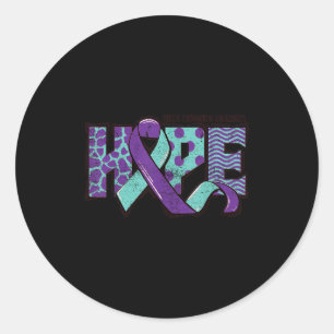 Suicide Prevention Awareness Teal & Purple Rib Classic Round Sticker