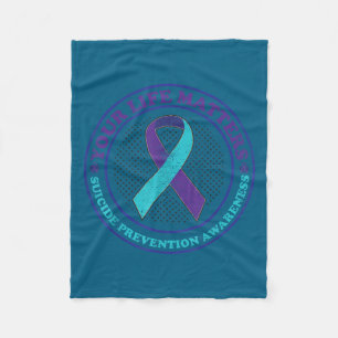 Suicide Prevention Awareness Teal & Purple Rib Fleece Blanket