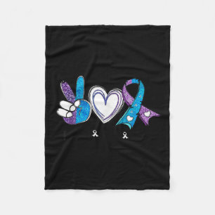 Suicide Prevention Awareness Teal & Purple Rib Fleece Blanket