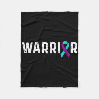 Suicide Prevention Awareness Teal & Purple Rib Fleece Blanket