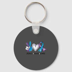 Suicide Prevention Awareness Teal &amp; Purple Rib Keychain