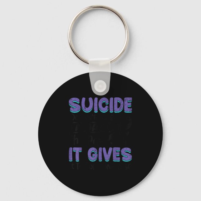 Suicide Prevention Awareness Teal &amp; Purple Rib Keychain (Front)