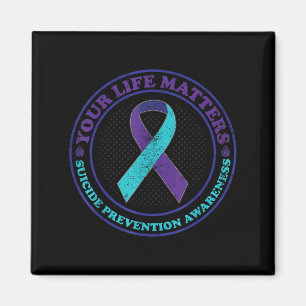 Suicide Prevention Awareness Teal & Purple Rib Magnet