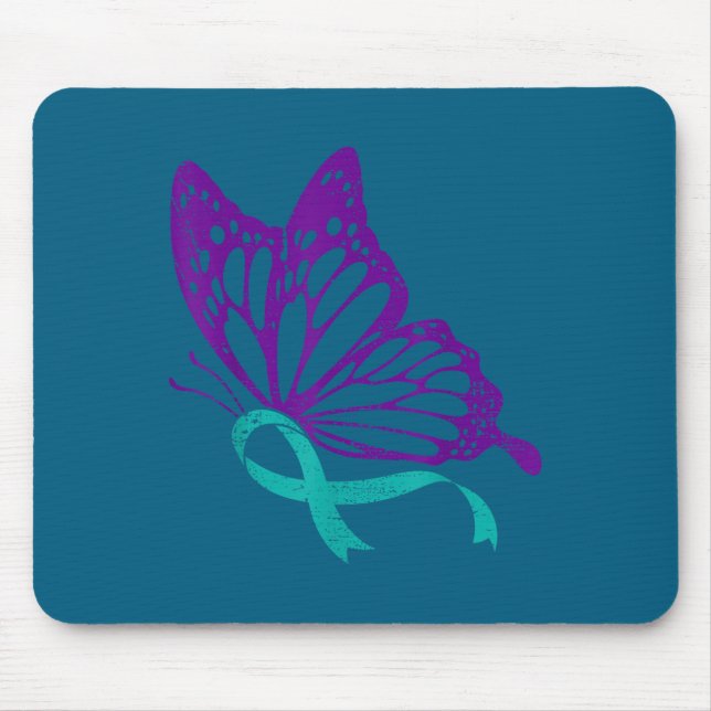 Suicide Prevention Awareness Teal &amp; Purple Rib Mouse Pad (Front)