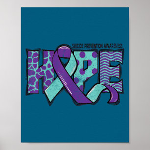 Suicide Prevention Awareness Teal &amp; Purple Rib Poster