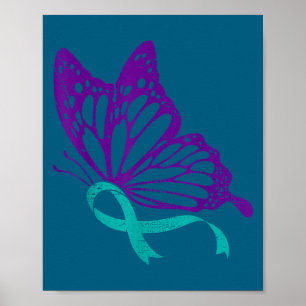 Suicide Prevention Awareness Teal &amp; Purple Rib Poster