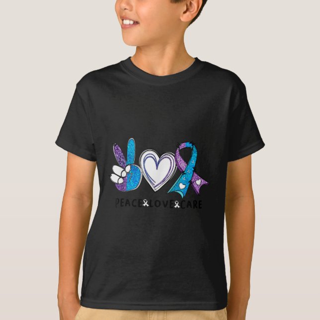 Suicide Prevention Awareness Teal &amp; Purple Rib T-Shirt (Front)