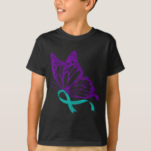 Suicide Prevention Awareness Teal &amp; Purple Rib T-Shirt