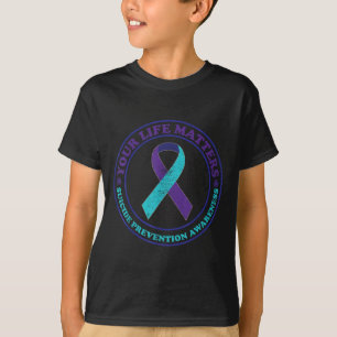 Suicide Prevention Awareness Teal &amp; Purple Rib T-Shirt