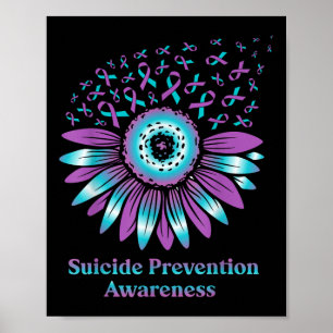 Suicide Prevention Awareness Teal & Purple Sun Poster