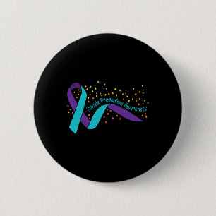 Suicide Prevention Awareness Teal and Purple Ribbo Button