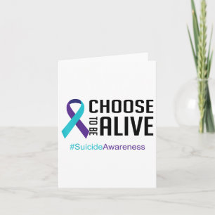 Suicide Prevention Awareness Teal And Purple Ribbo Card