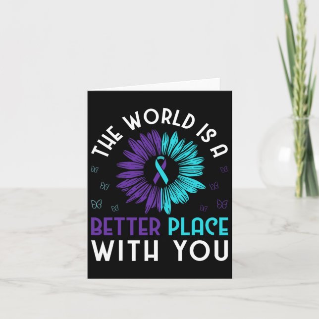 Suicide Prevention Awareness Teal And Purple Ribbo Card (Front)